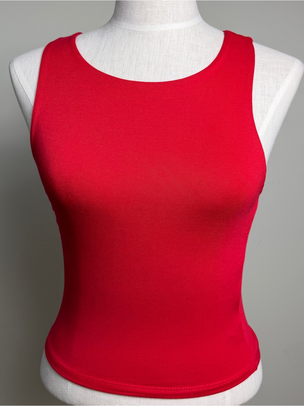 Ambiance Red Sleeveless Tank Top Stretch Fitted Medium